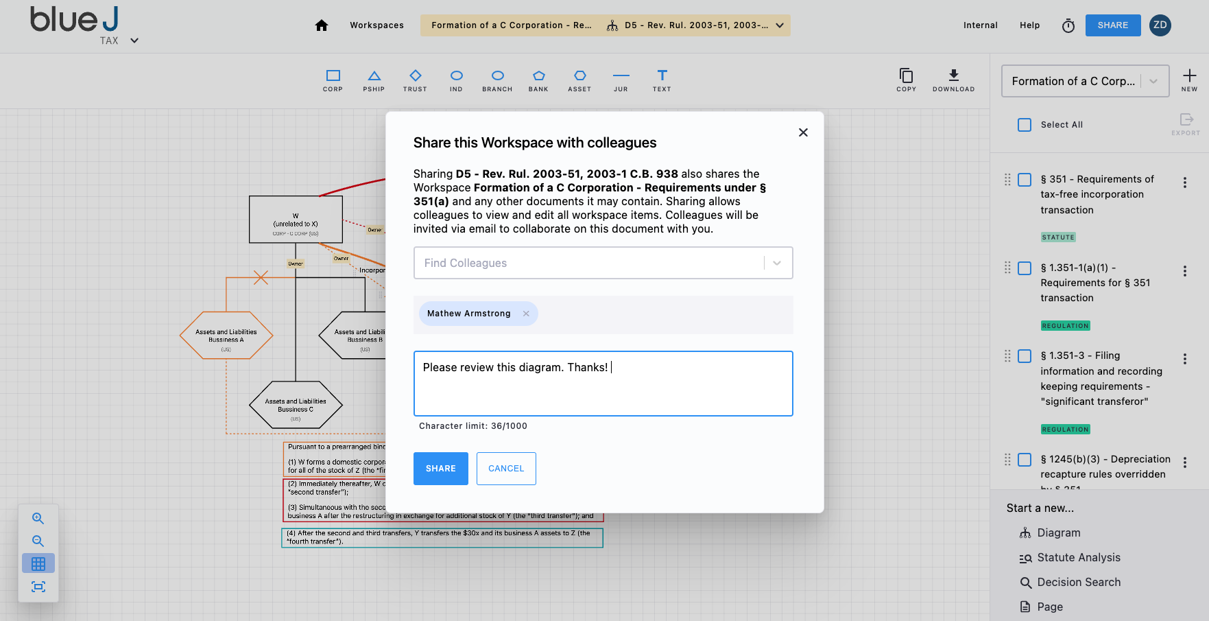 screenshot of Blue J Diagramming